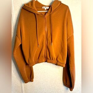 Stella Viva Cropped Full Zip Brown Hoodie Woman’s XL Neutral Boho Minimalist